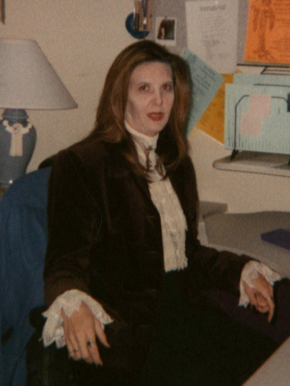 HALLOWEEN: Victorian Vampire Costume Brown Velvet Jacket Ivory Lace Shirt Gothic - Picture 14 of 14